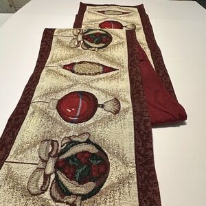 Christmas Holiday Table Runner Tapestry Ornaments Christmas Balls 70" x 12.5"